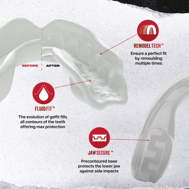 SAFEJAWZ Sports Mouthguard Slim Fit  Adult and Junior Mouth Guard with Case for Boxing  Basketball  Lacrosse  Football  MMA  Martial Arts  Hockey and All Contact Sports (Adult 12+ Years  Clear) - Image 3